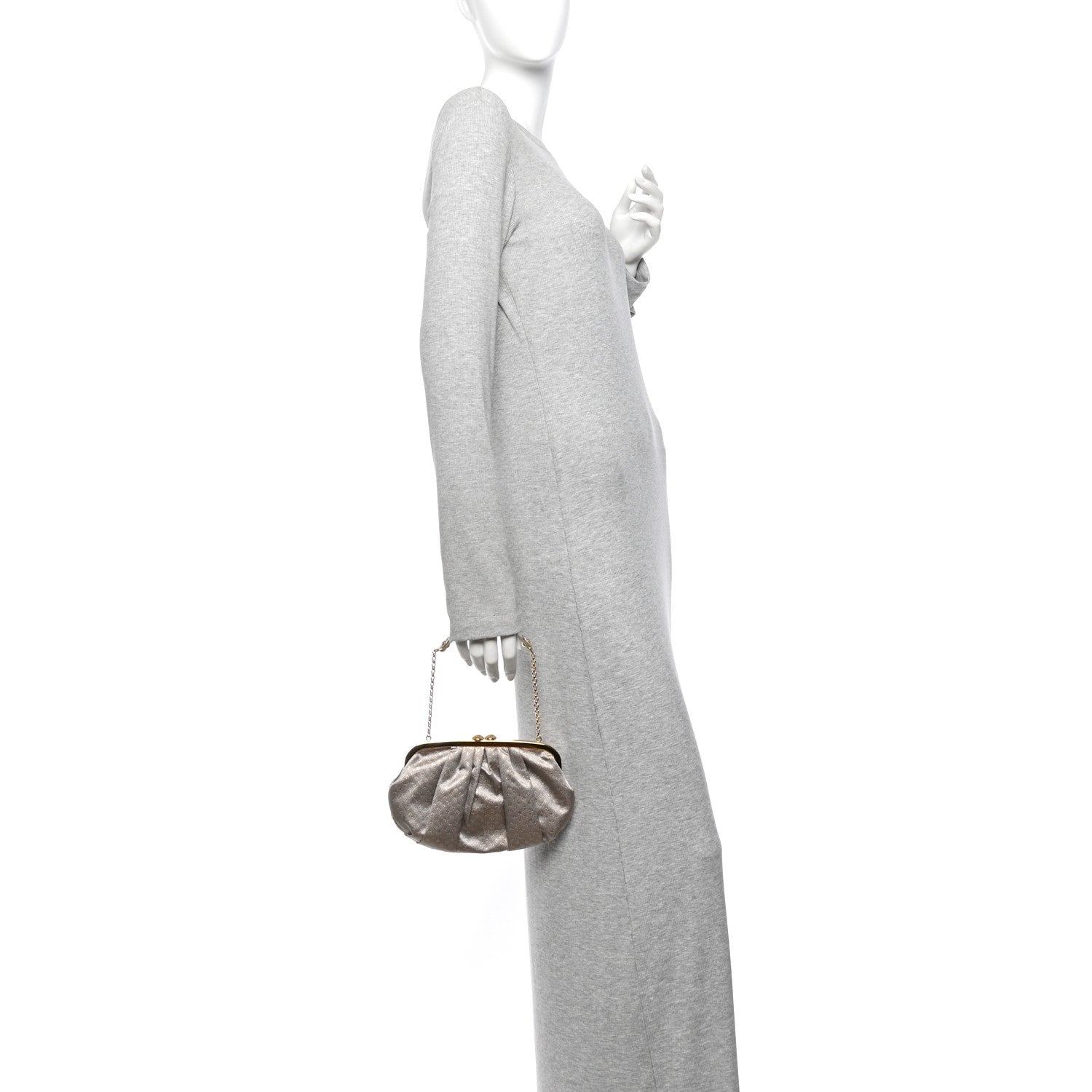 Louis Vuitton Satin Monogram Aumoniere Clutch Silver 2 of 10