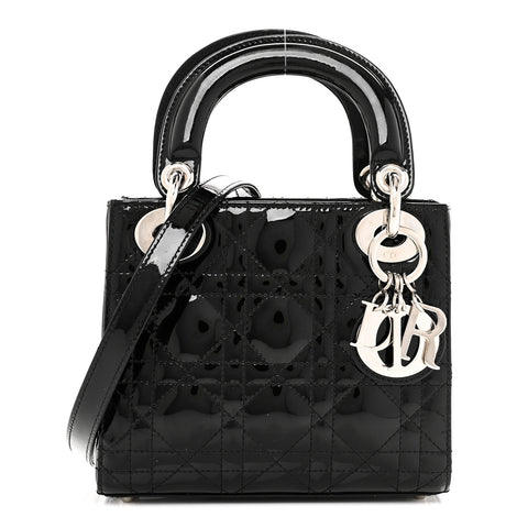 Patent Cannage Mini Lady Dior Black