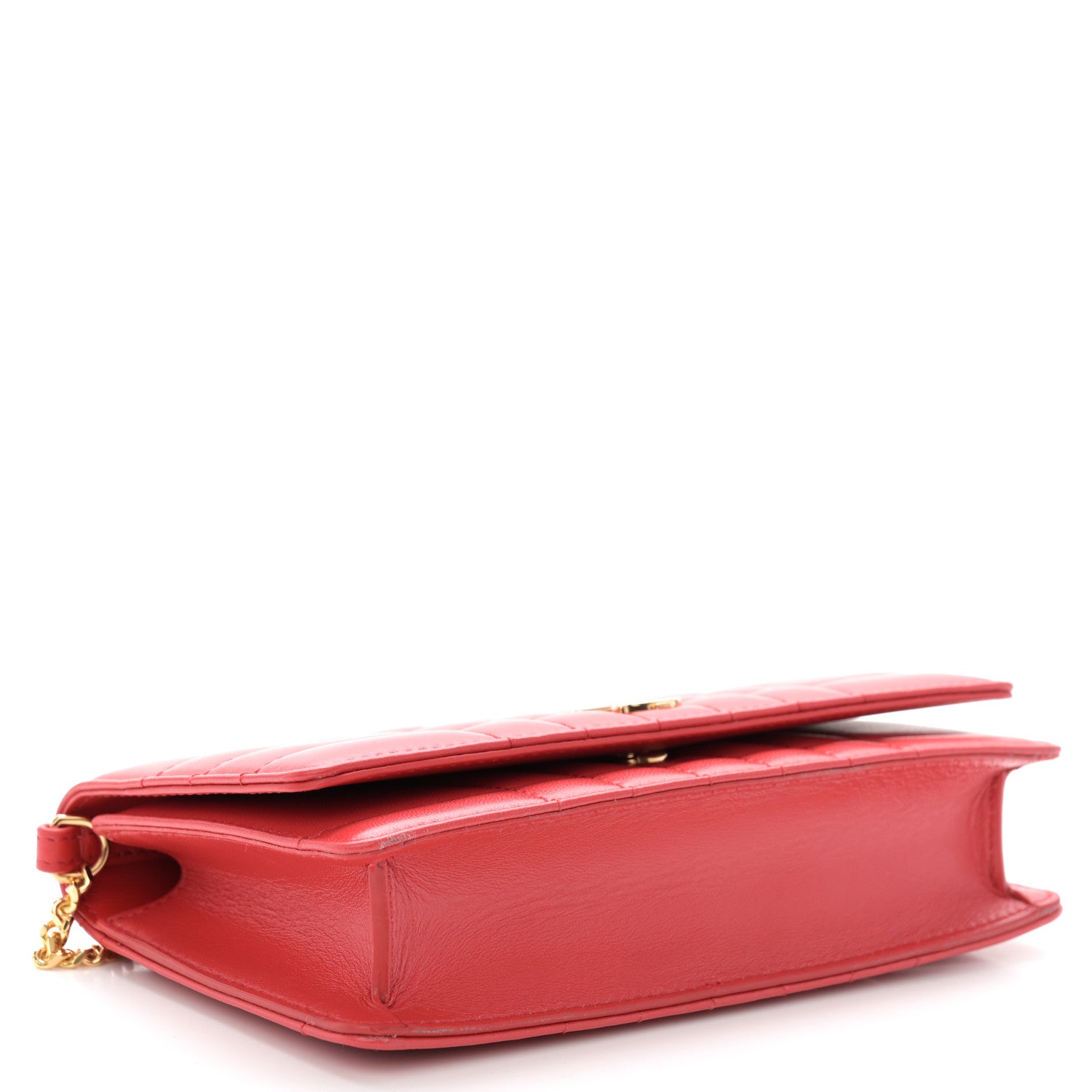 Burberry Lambskin Quilted Lola Clutch On Chain Bright Red 4 of 10
