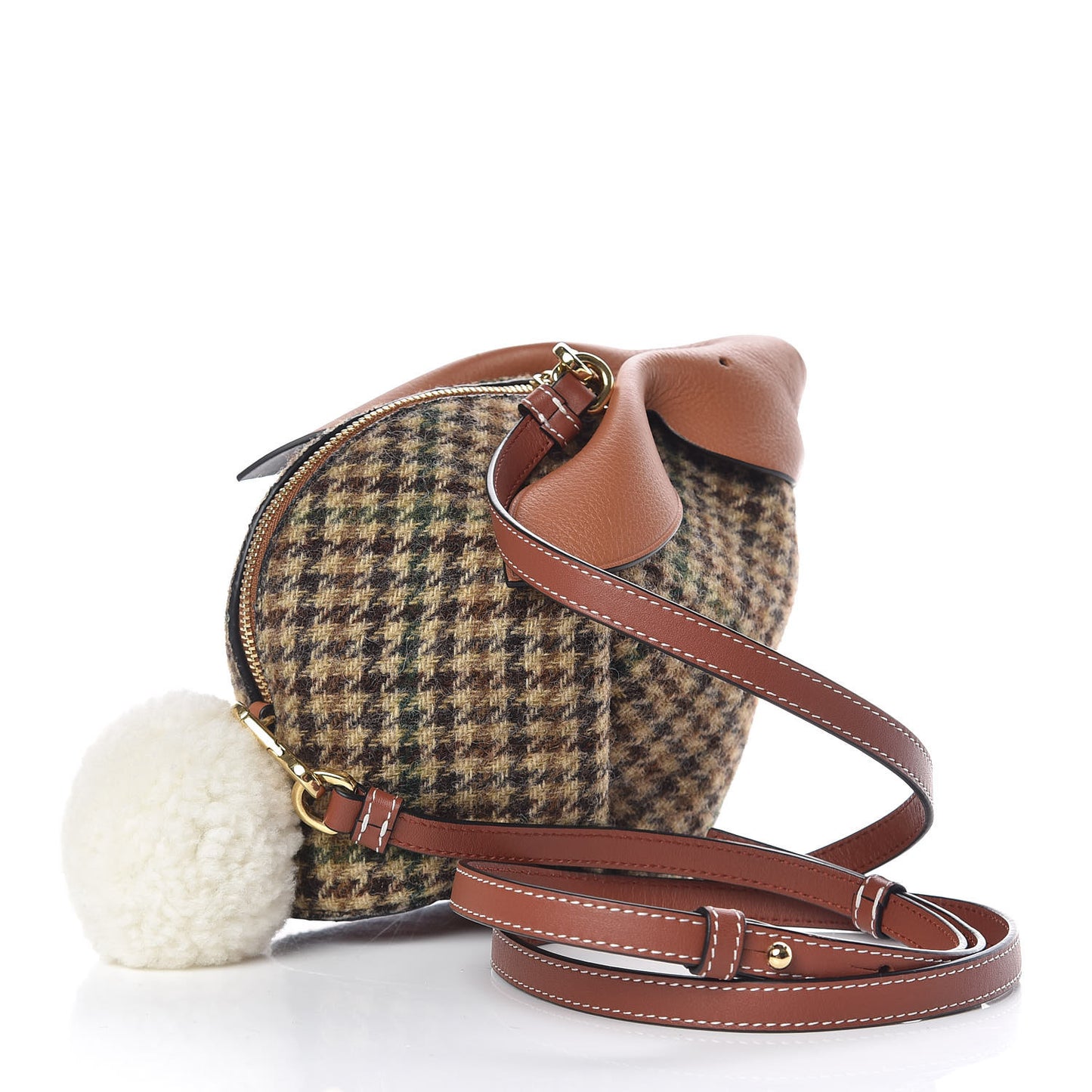 Tweed Mini Bunny Crossbody Bag Cypress Tan