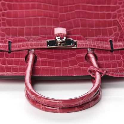 Hermes Shiny Porosus Crocodile Birkin 30 Rose Tyrien 31 of 36
