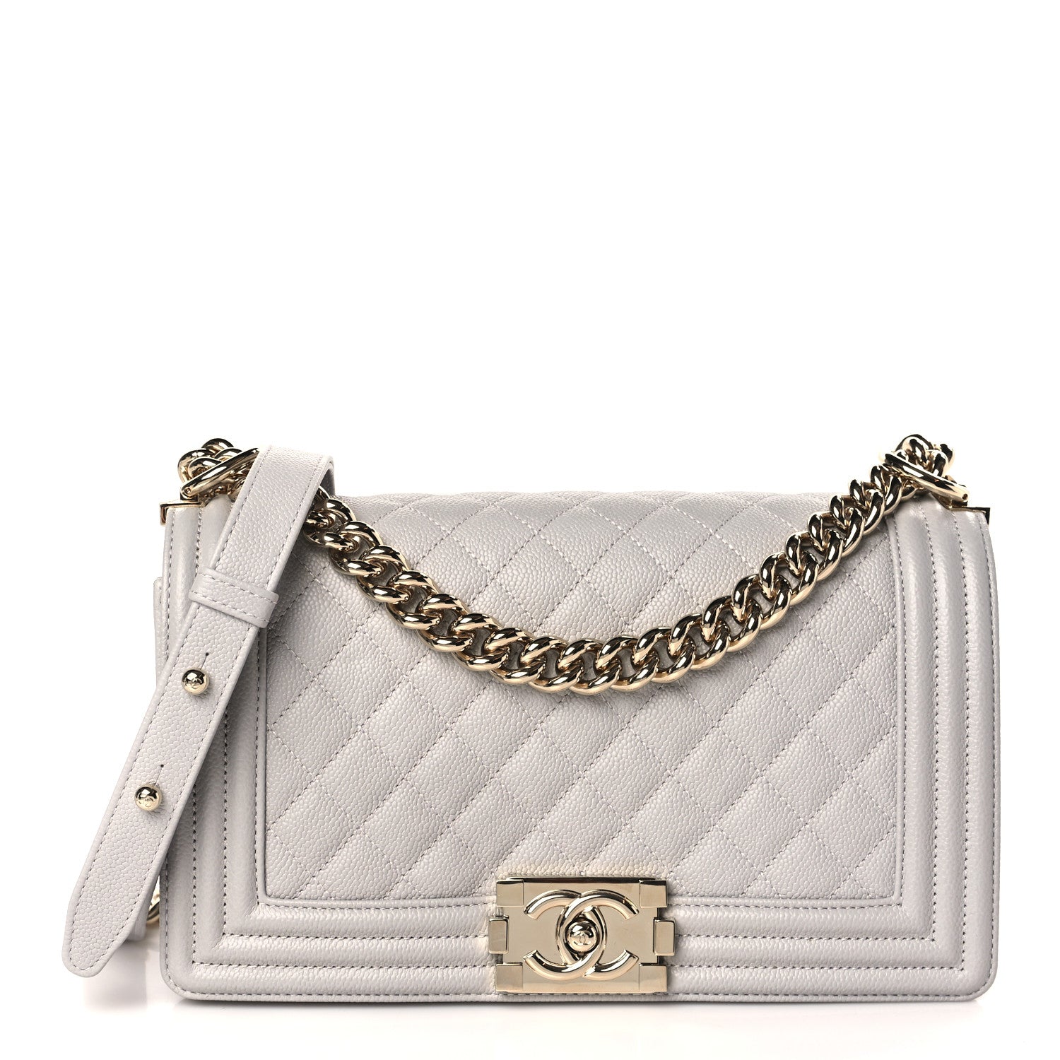 Chanel Caviar Quilted Medium Boy Flap Light Grey 1 of 10