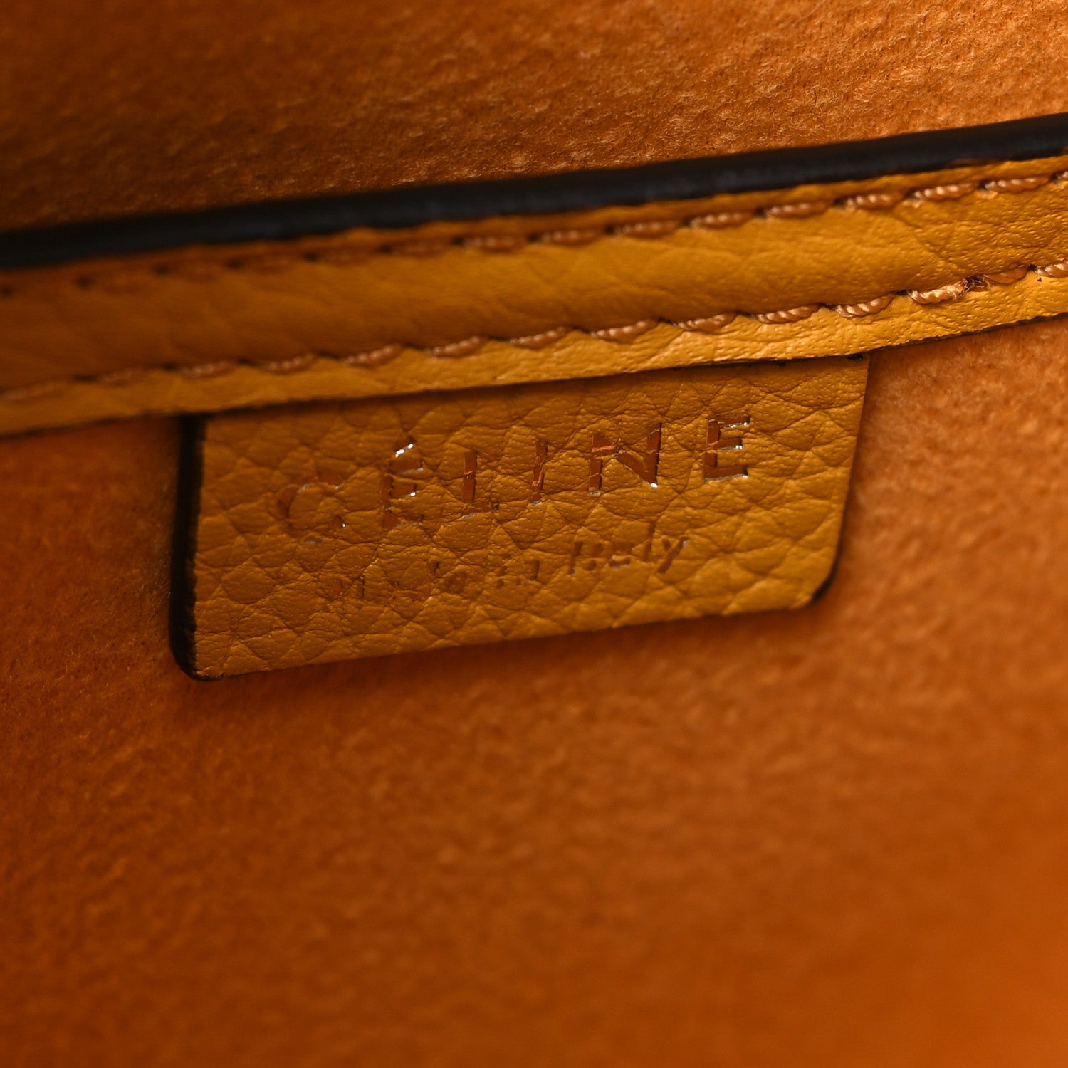 Celine Drummed Calfskin Nano Luggage Ocre 6 of 8