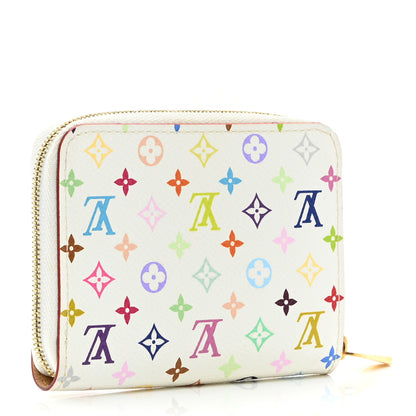 Louis Vuitton Monogram Multicolor Zippy Coin Purse Wallet White Litchi 3 of 7