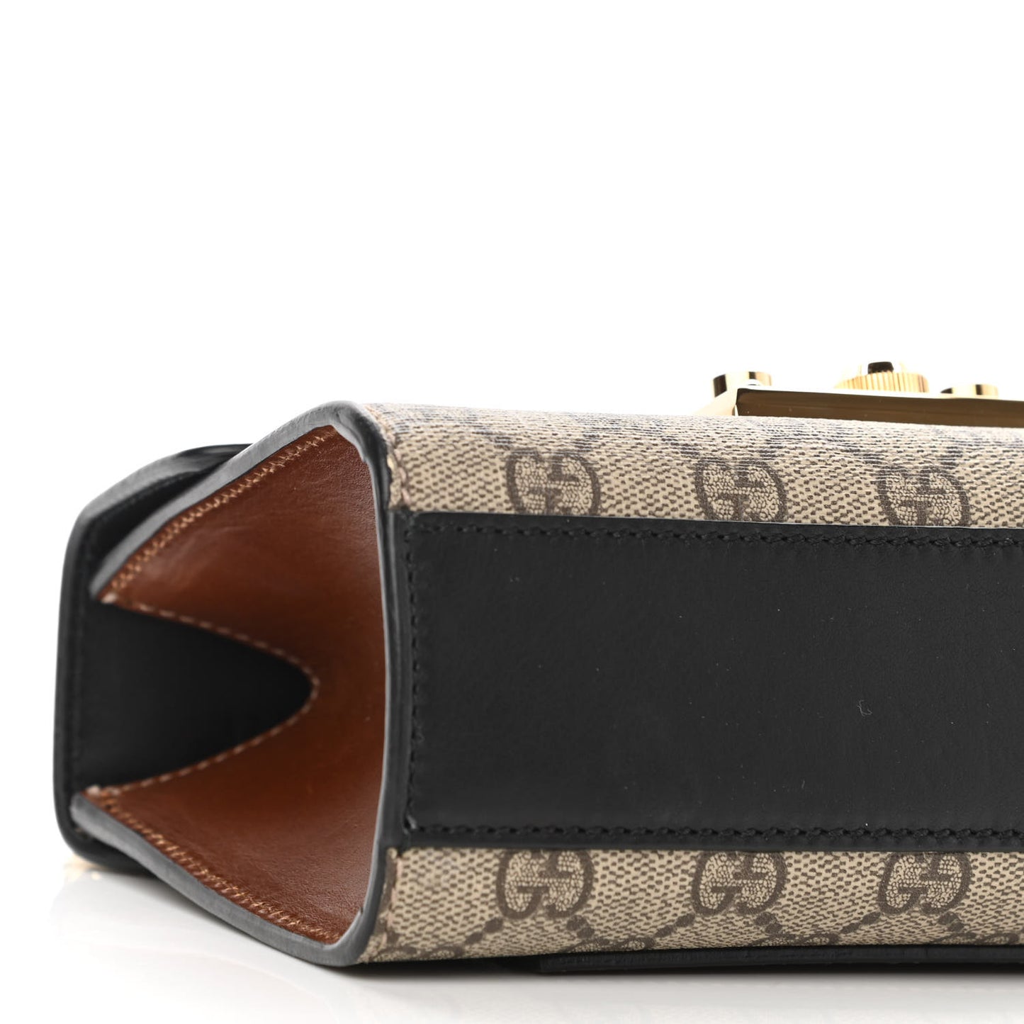 GG Supreme Monogram Calfskin Small Padlock Shoulder Bag Beige Black Cuir