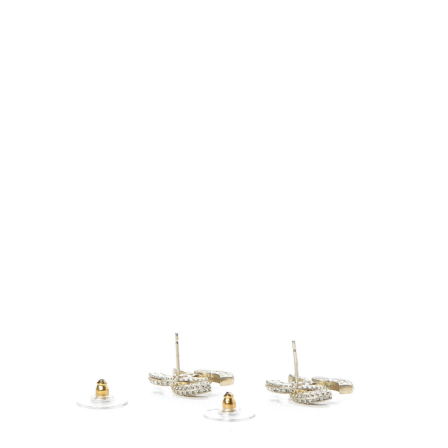Chanel Crystal CC Earrings Light Gold 3 of 6