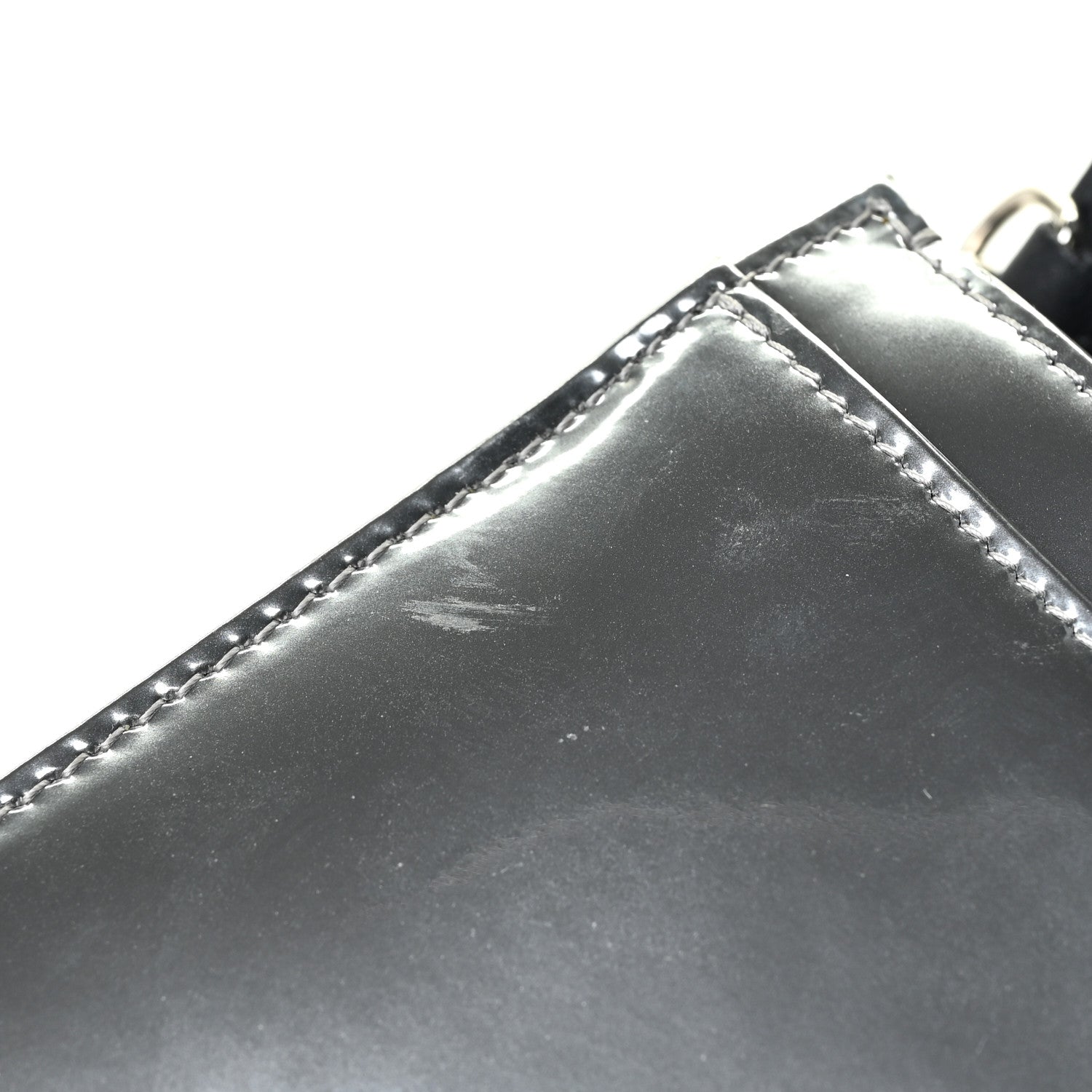 Christian Dior Metallic Patent Micro-Cannage Diorama Wallet on Chain Pouch Silver 8 of 19
