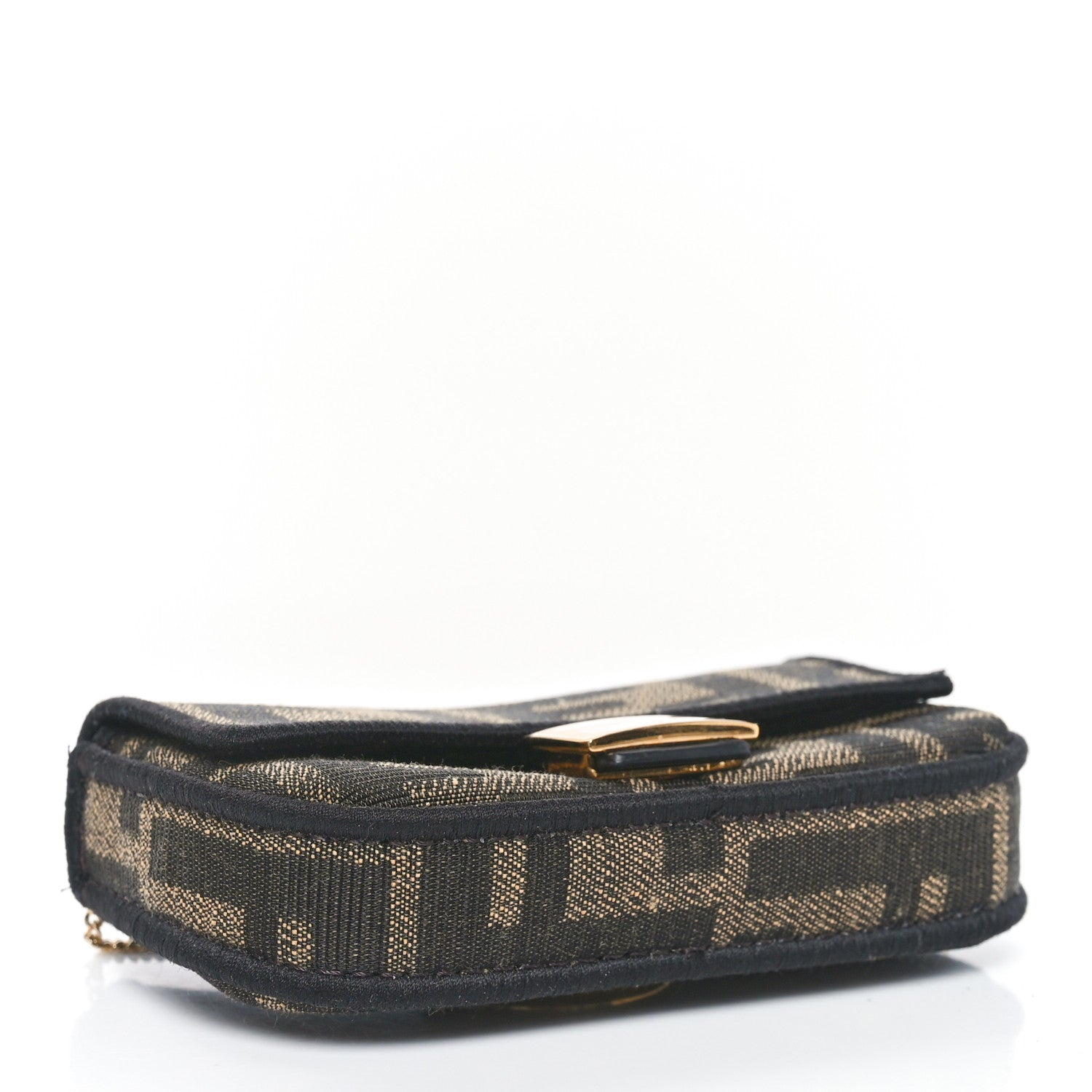 Fendi Fabric Jacquard FF 1974 Nano Baguette Charm Tobacco Moro Black 3 of 7