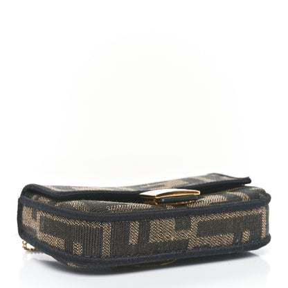 Fendi Fabric Jacquard FF 1974 Nano Baguette Charm Tobacco Moro Black 3 of 7