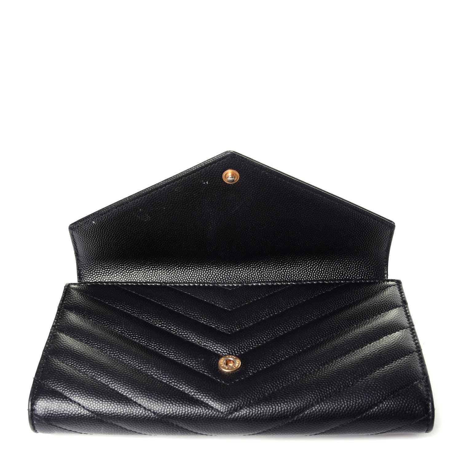 Saint Laurent Grain De Poudre Matelasse Chevron Monogram Flap Wallet Black 9 of 12