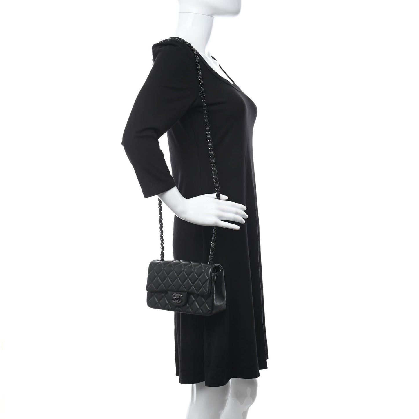 Lambskin Quilted Mini Rectangular Flap So Black