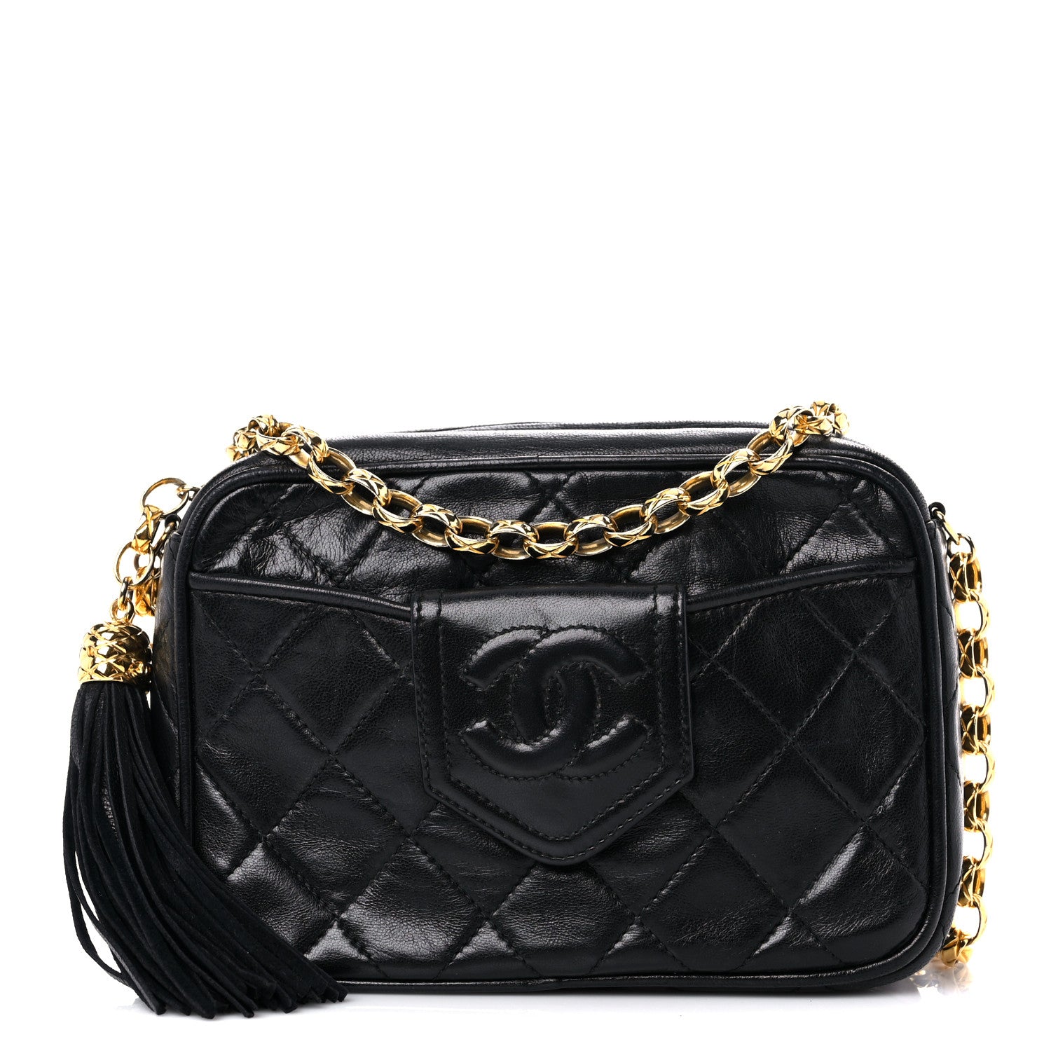 Chanel Lambskin Quilted CC Tassel Camera Case Black 1 of 13
