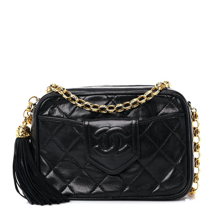 Chanel Lambskin Quilted CC Tassel Camera Case Black 1 of 13