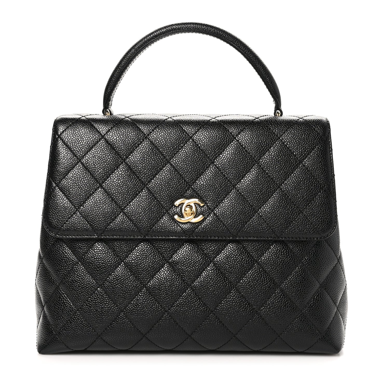 Caviar Quilted Jumbo Kelly Flap Black