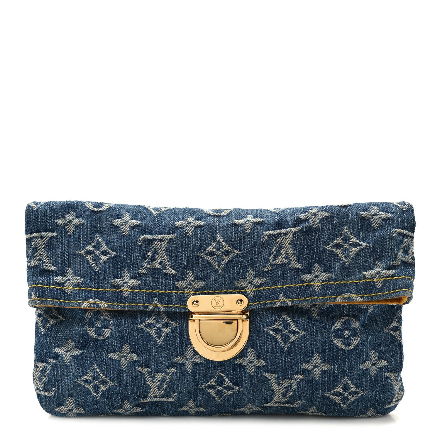 Louis Vuitton Monogram Denim Pochette Plat Clutch Blue 1 of 9
