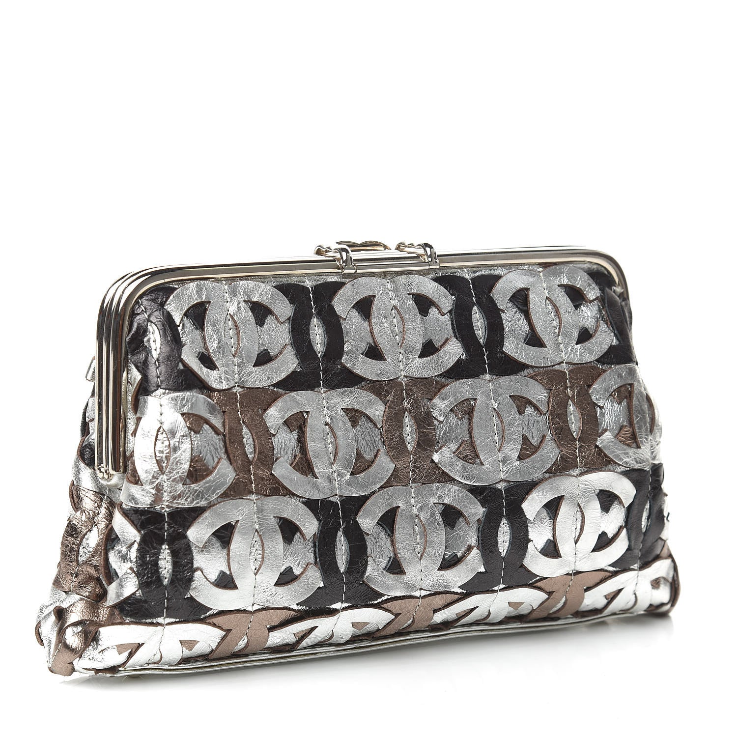 Chanel Crackled Calfskin CC Mix Frame Clutch Bronze 3 of 9