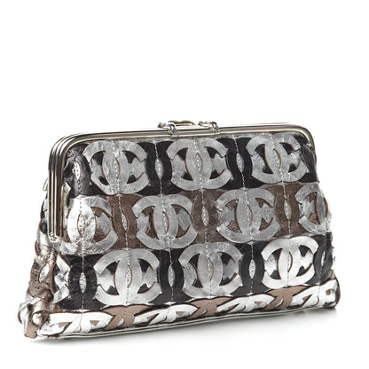 Chanel Crackled Calfskin CC Mix Frame Clutch Bronze 3 of 9