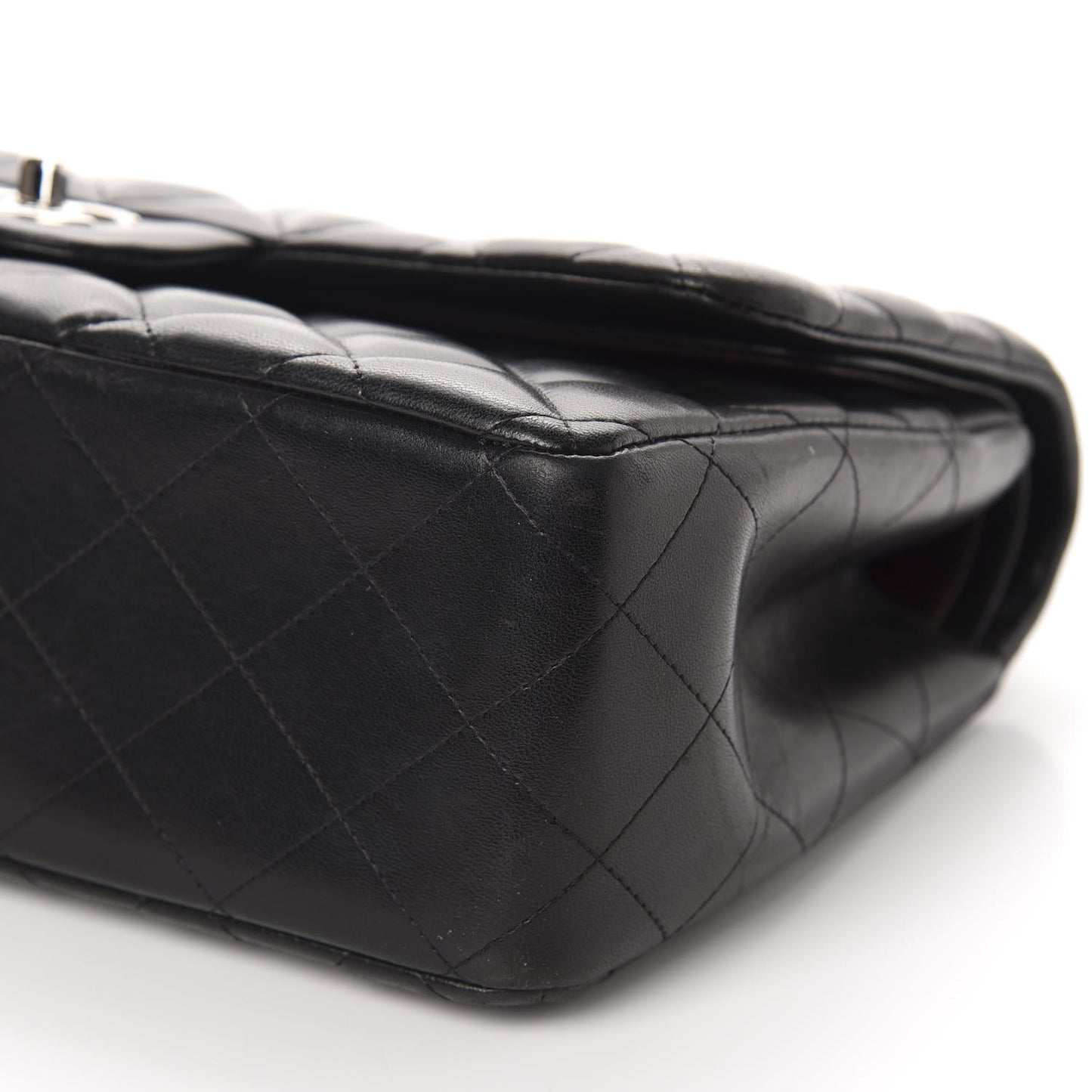 Lambskin Quilted Jumbo Double Flap Black