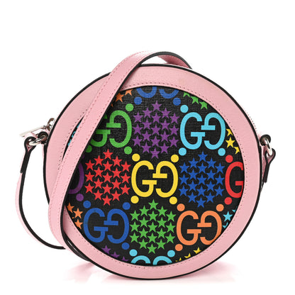 Gucci GG Supreme Monogram Psychedelic Round Shoulder Bag Black Multicolor Sugar Pink 1 of 10