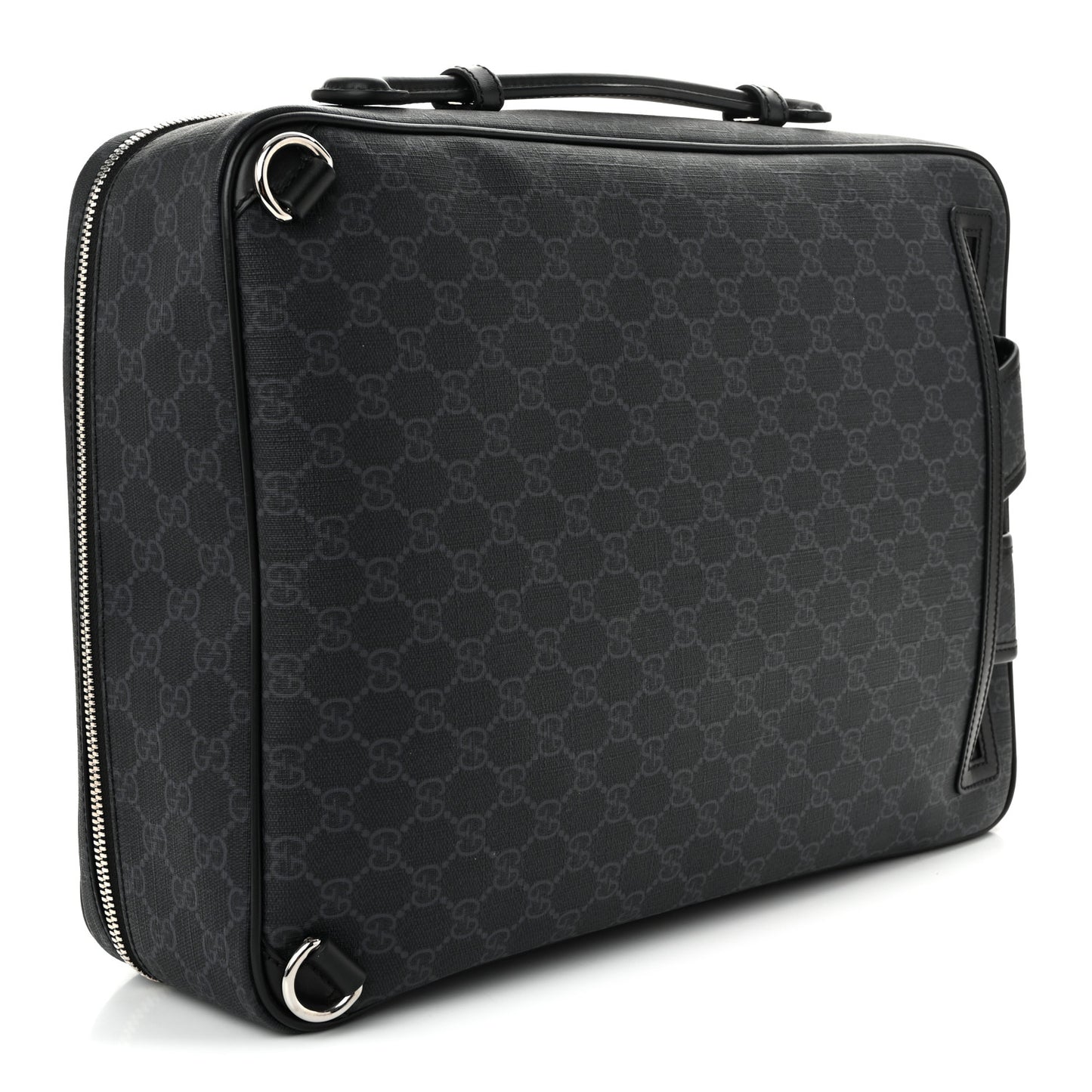 GG Supreme Monogram Briefcase Backpack Black Grey