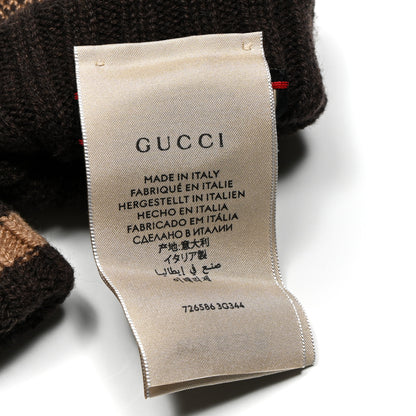 Gucci Cashmere GG Fingerless Gloves L Beige Dark Brown 4 of 5