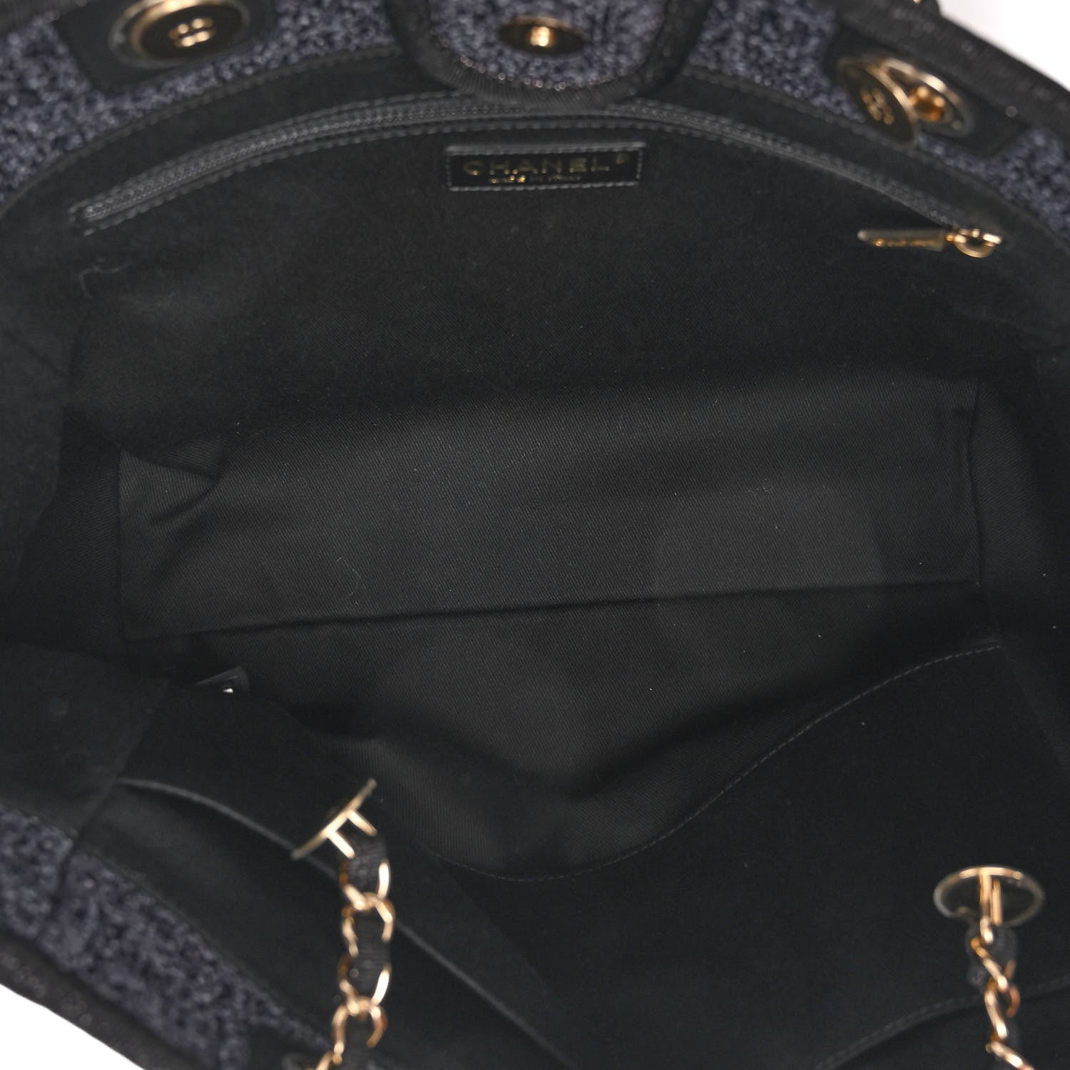 Chanel Lurex Boucle Small Deauville Tote Black 5 of 9