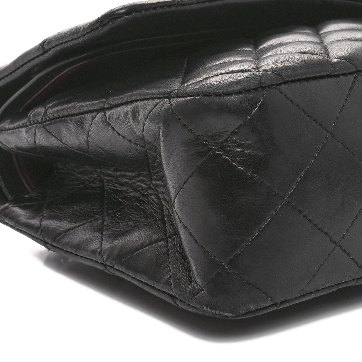 Lambskin Quilted Medium Double Flap Black