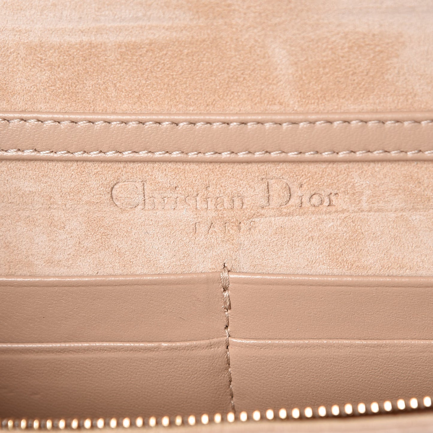 Grained Calfskin Diorama Wallet on Chain Pouch Nude