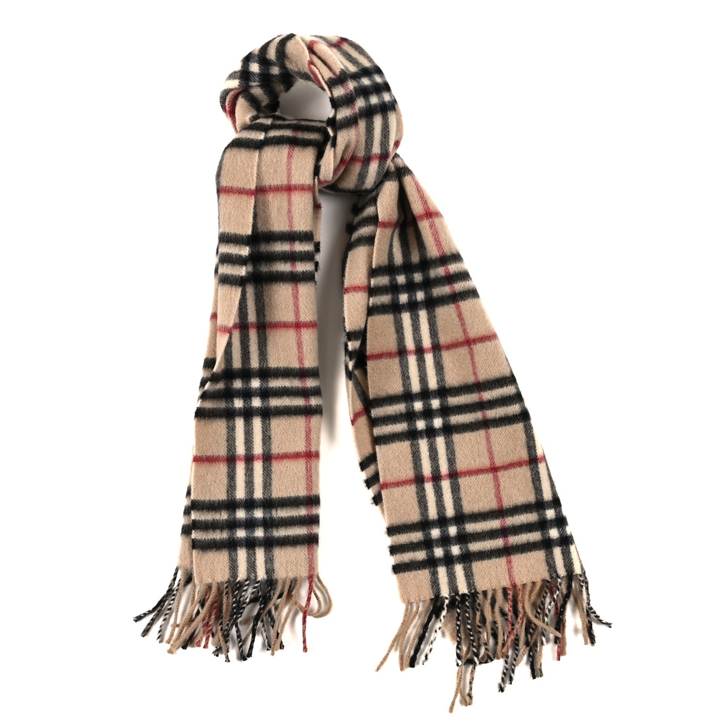 Lambswool Check Fringe Scarf Camel