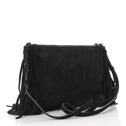 Saint Laurent Suede Calfskin Small Fringe Crossbody Bag Black 3 of 9
