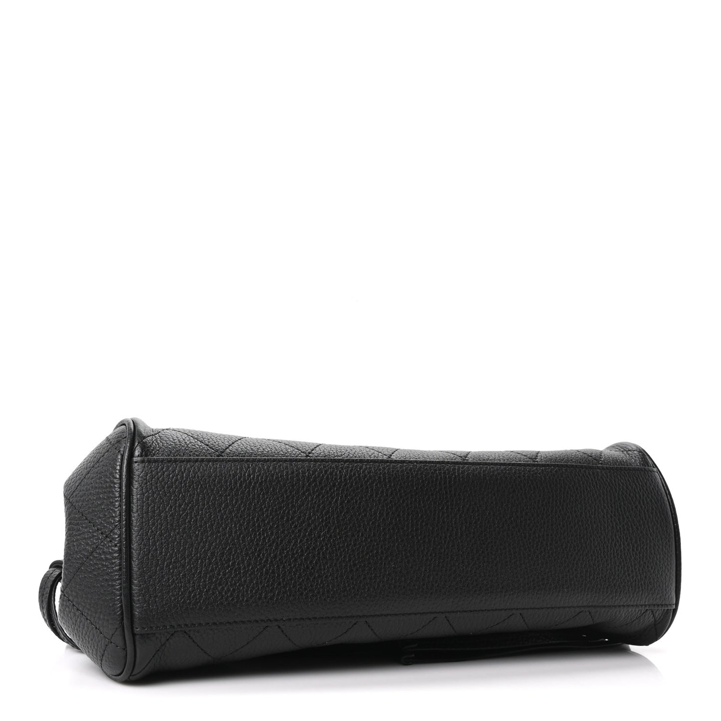 Grained Calfskin Stitched Urban Essentials Small Shopping Bag Black