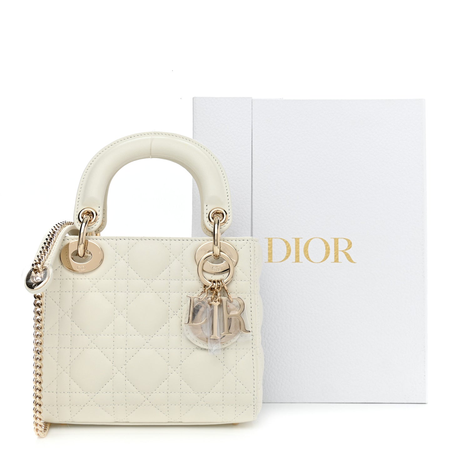 Lambskin Cannage Mini Lady Dior White