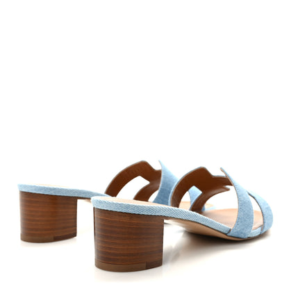 Hermes Denim Oasis Sandals 37.5 Bleu Clair 4 of 9