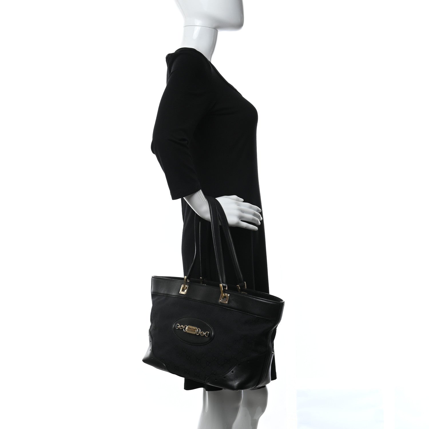 Gucci Monogram Large Punch Tote Black 2 of 9