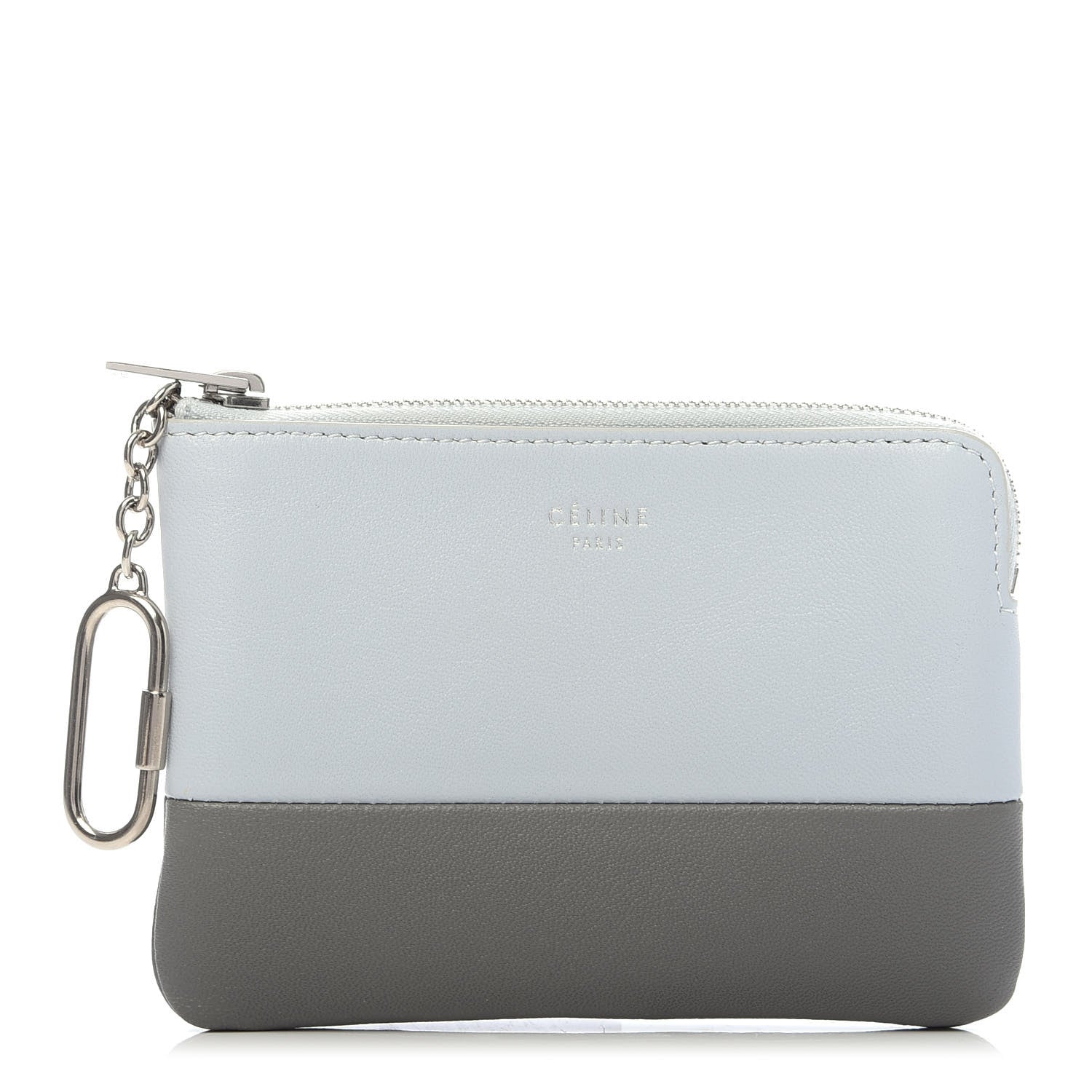 Celine Lambskin Bi-Color Solo Coin Card Case Blue Grey 1 of 9