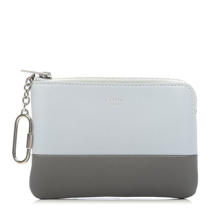 Celine Lambskin Bi-Color Solo Coin Card Case Blue Grey 1 of 9