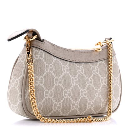 Gucci GG Supreme Monogram Textured Dollar Calfskin Web Mini Ophidia GG Handbag Beige Mystic White Oatmeal 3 of 12