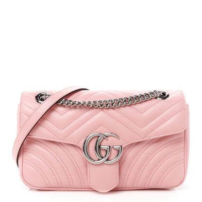 Gucci Calfskin Matelasse Small GG Marmont Shoulder Bag Wild Rose 1 of 11