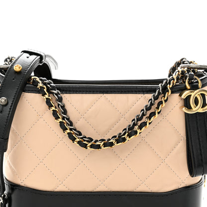 Chanel Aged Calfskin Quilted Small Gabrielle Hobo Beige Black 8 of 11