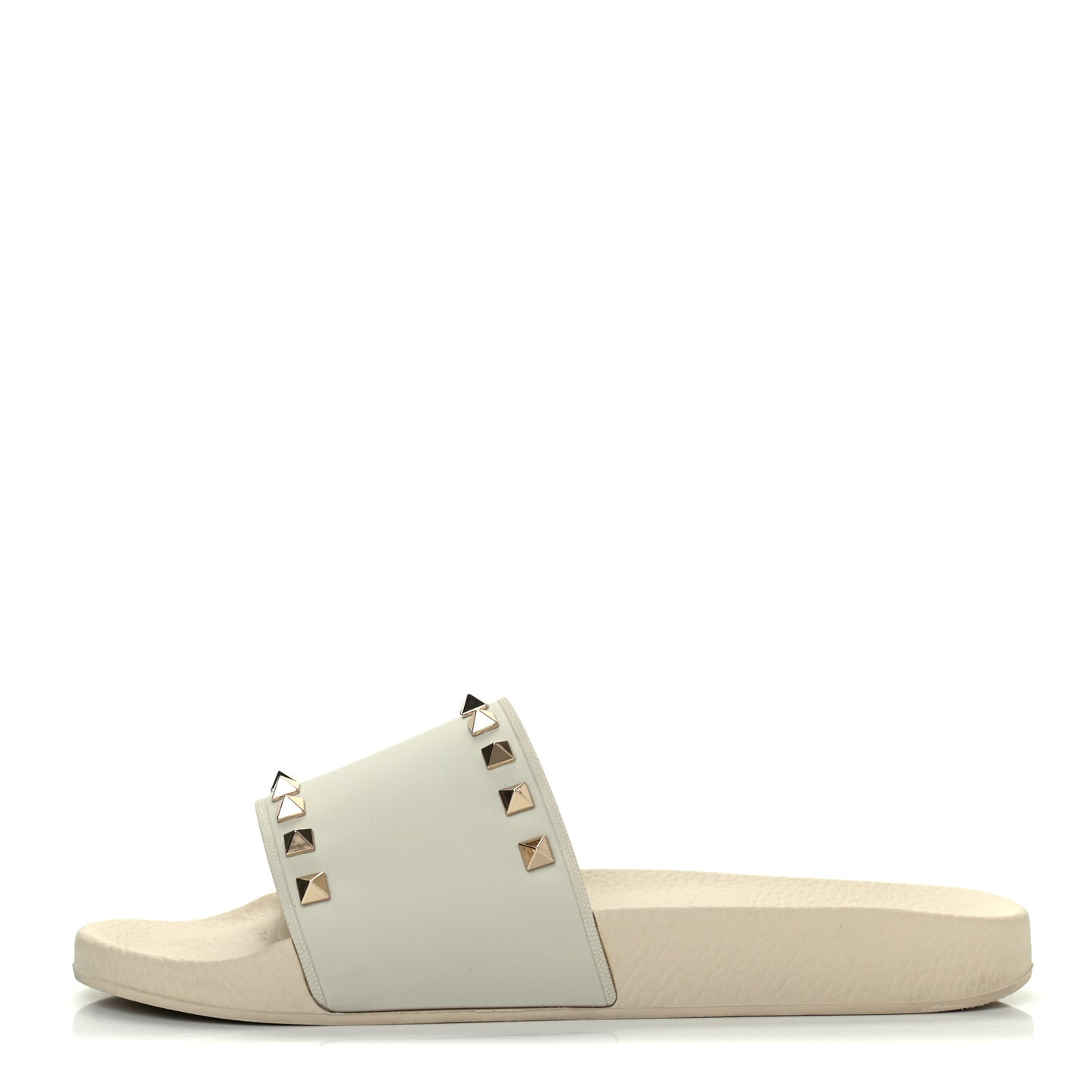 Rubber Rockstud Slide Sandals 41 Light Ivory