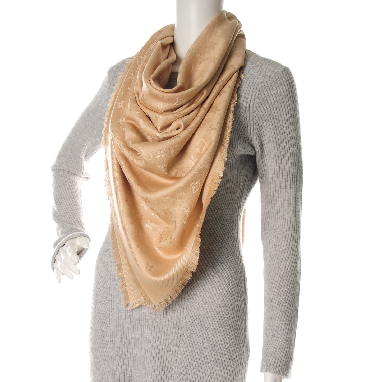 Silk Wool Monogram Shawl Dune