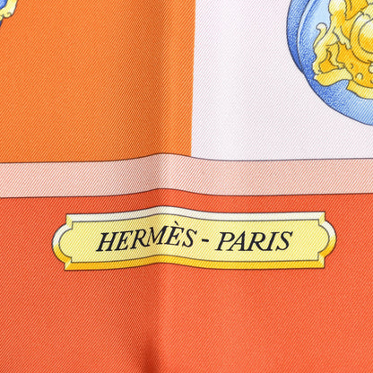 Hermes Silk Harnais De Cour Scarf 90 Orange 4 of 8