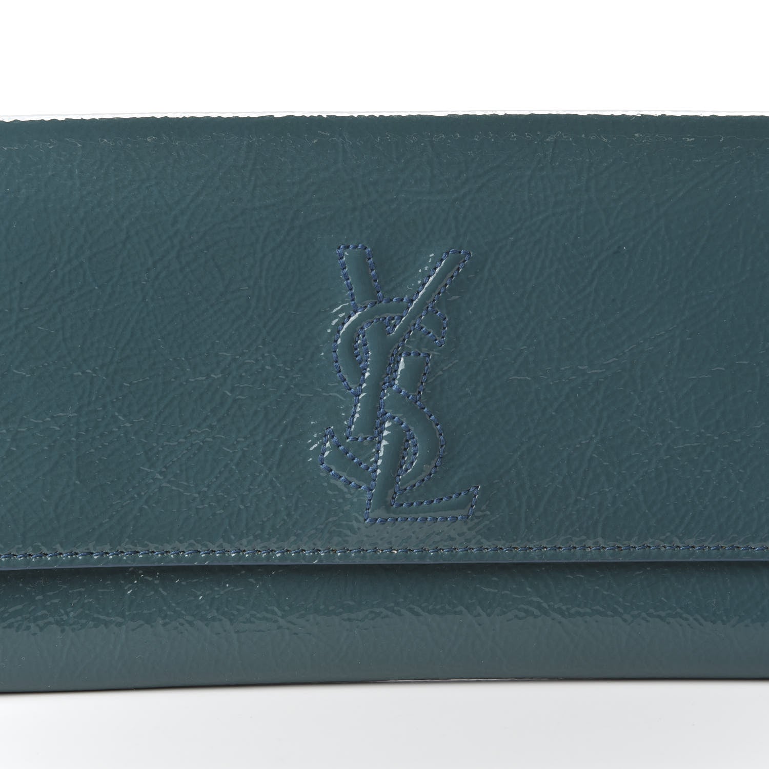 Saint Laurent Textured Patent Monogram Small Belle De Jour Clutch Turquoise 9 of 9