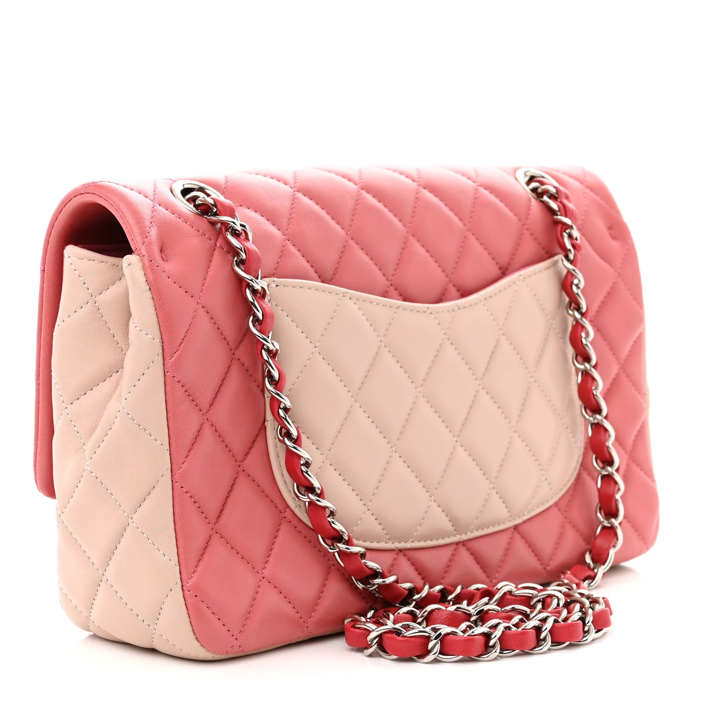 Lambskin Quilted Tri-Color Medium Valentine Charms Single Flap Pink
