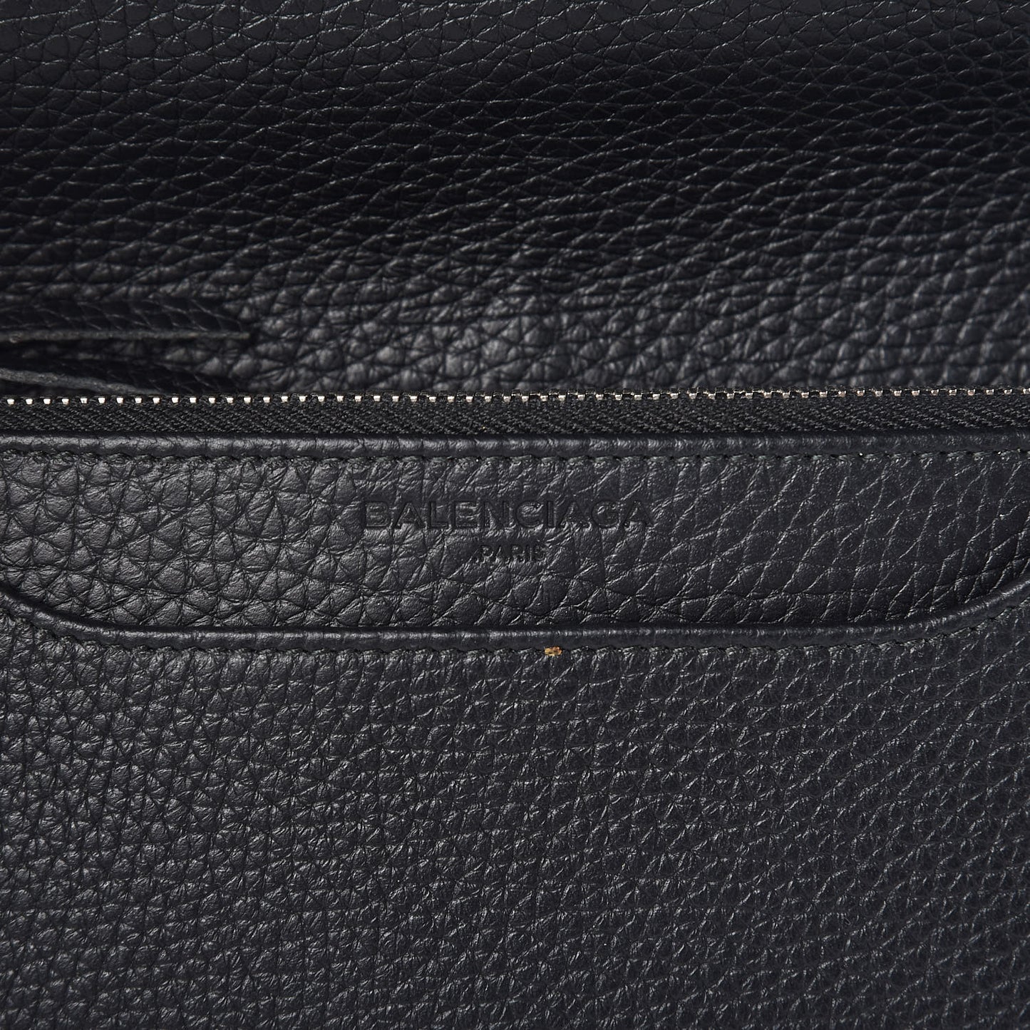 Grained Calfskin Classic Silver Hardware Wallet On Chain Black