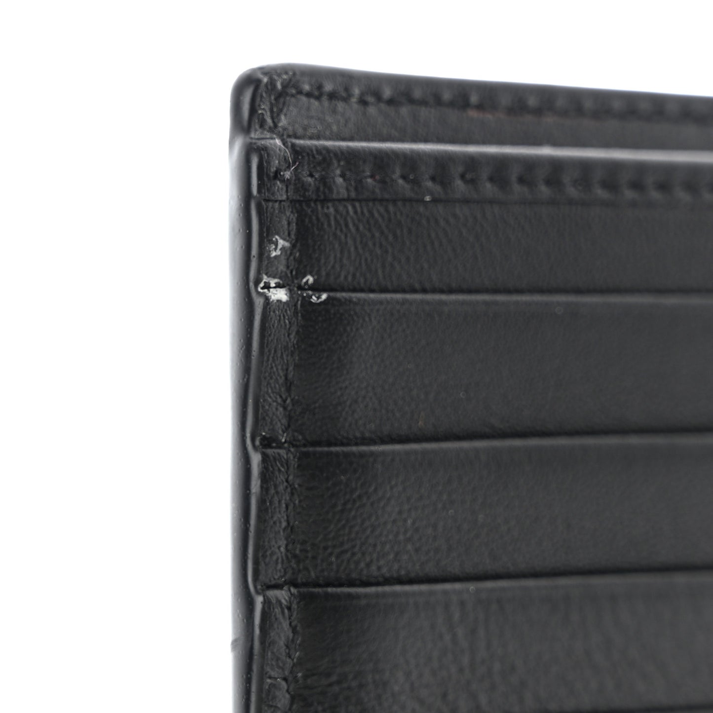 Coated Canvas Calfskin CD Diamond Bifold Wallet Black