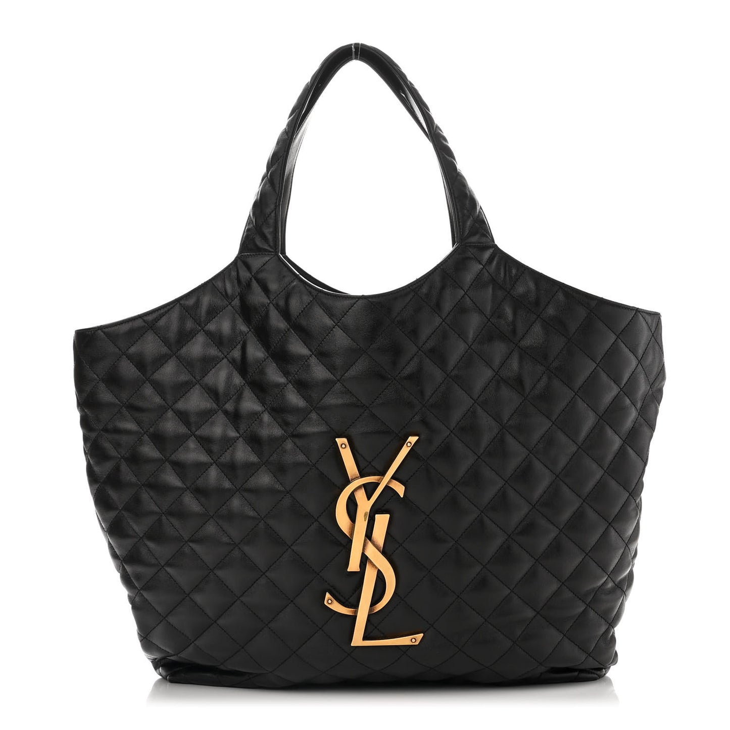 Lambskin Quilted Maxi Icare Shopping Tote Black