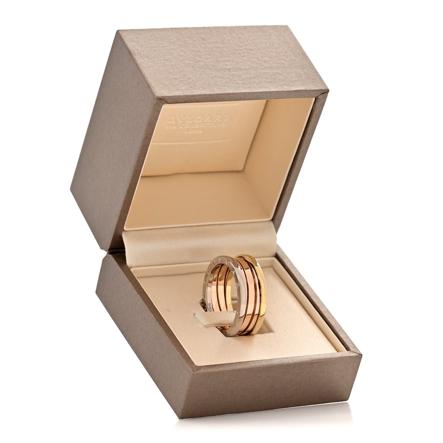 18K Rose White Yellow Gold B.Zero1 Three-Band Ring 63 10.25