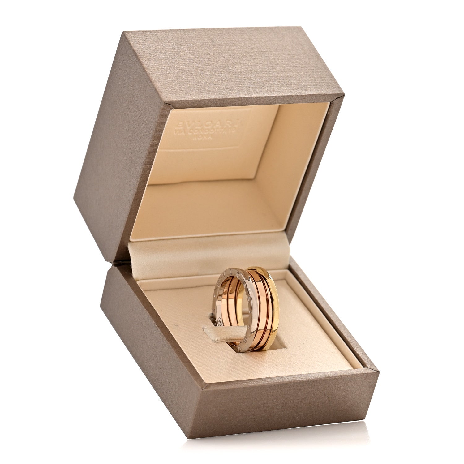 Bulgari 18K Rose White Yellow Gold B.Zero1 Three-Band Ring 63 10.25 7 of 7