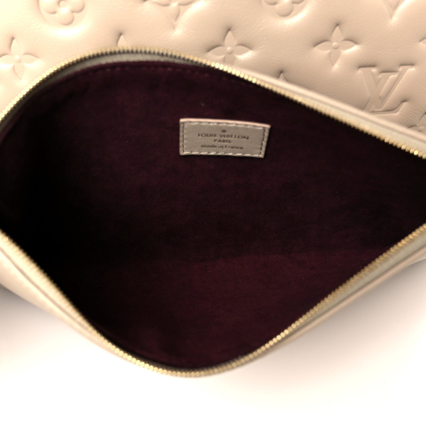 Lambskin Embossed Monogram Coussin Hobo MM Galet